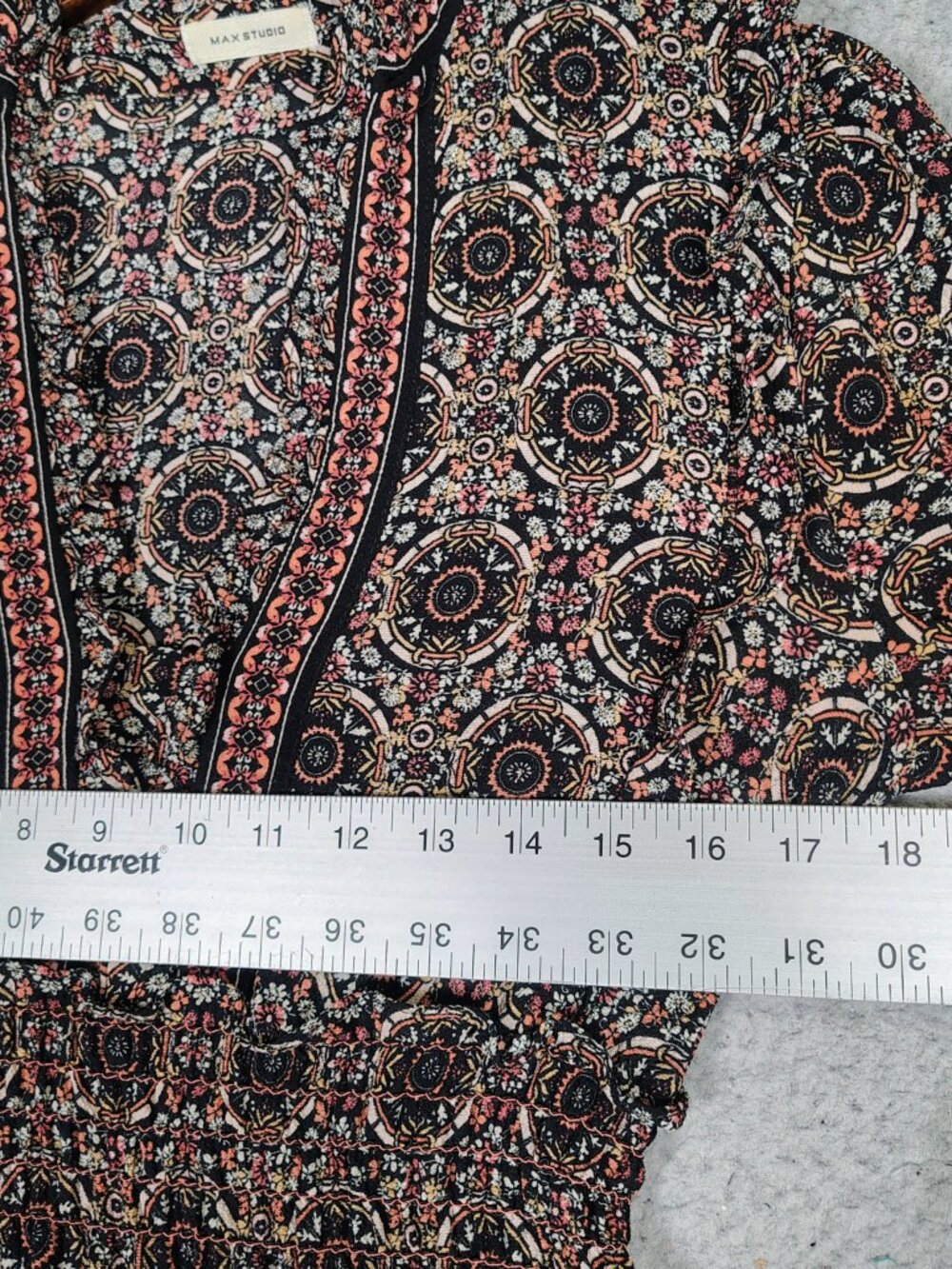 Max Studio Maxi Dress Womens S? 36" Chest Black Multi Floral Long Sleeve Cottage - Picture 7 of 12